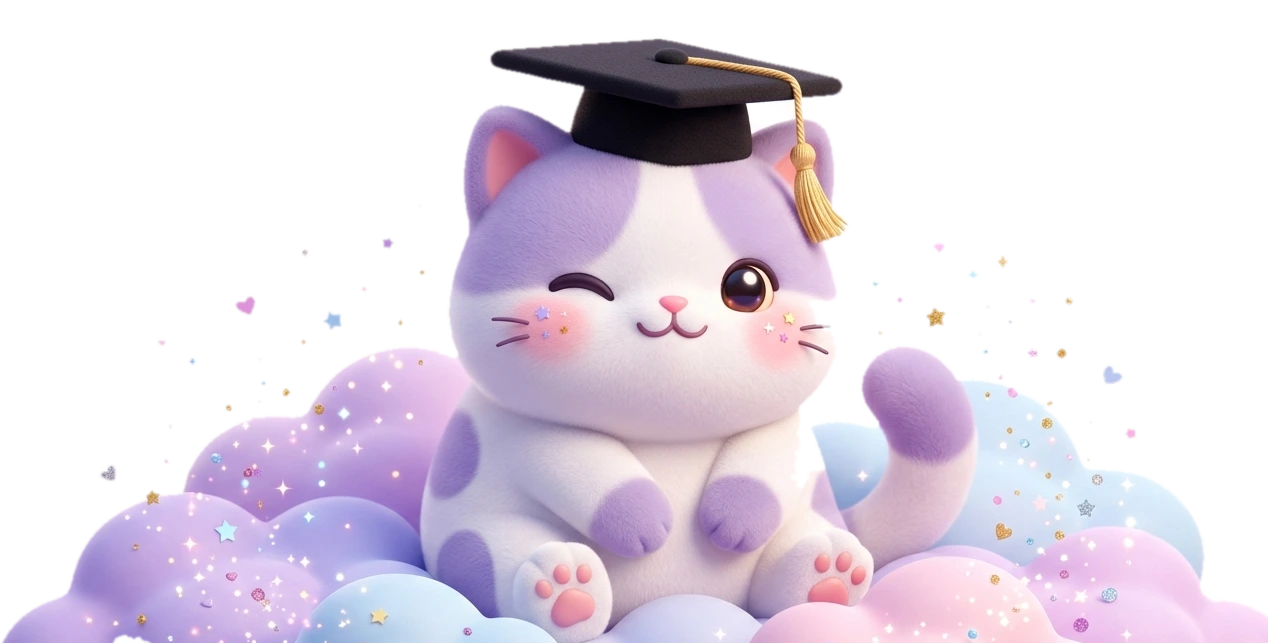 Mezuniyet şapkalı Kart Kitty kedisi